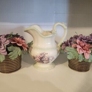 Vintage Pottery Floral Pitcher